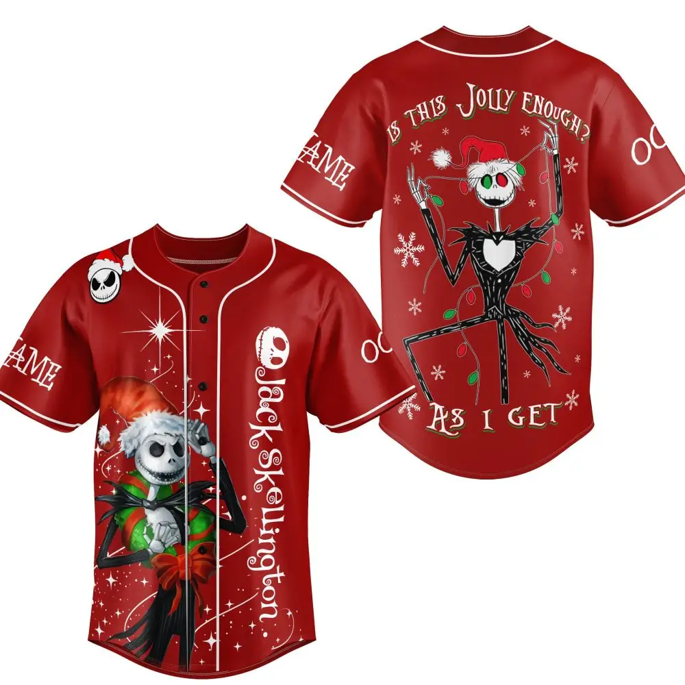Festive Jack Skellington Baseball Jersey - Holiday Cheer With A Gothic Twist!