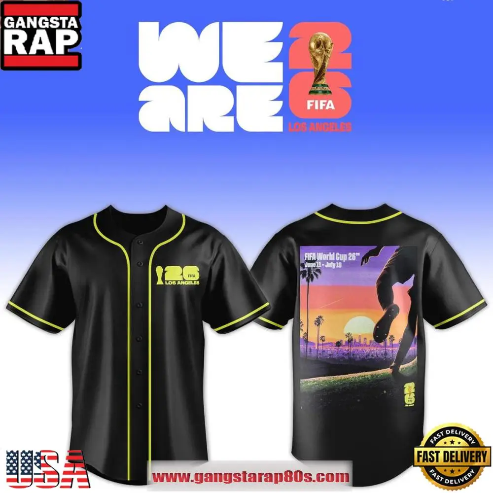 FIFA World Cup 2026 Los Angeles Poster Black Special Edition Baseball Jersey