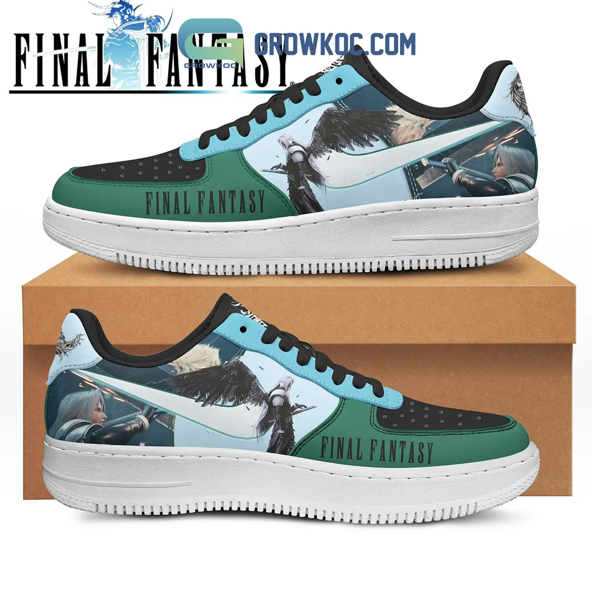 Final Fantasy Fan Love Legend Blue Version Air Force 1 Shoes Final Fantasy Fan Love Legend Blue Version Air Force 1 Shoes - Image 1