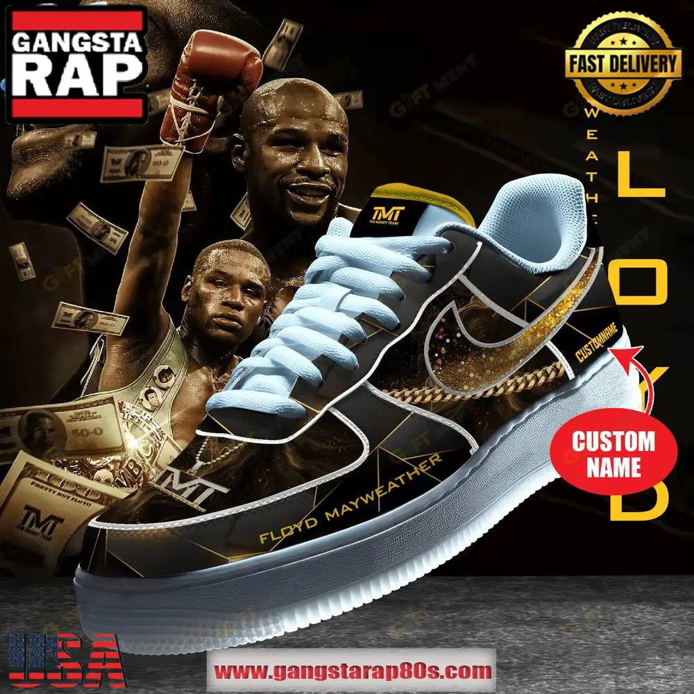 Floyd Mayweather TMT Limited Edition Air Force 1 Running Sneakers Shoes Floyd Mayweather TMT Limited Edition Air Force 1 Running Sneakers Shoes - Image 1