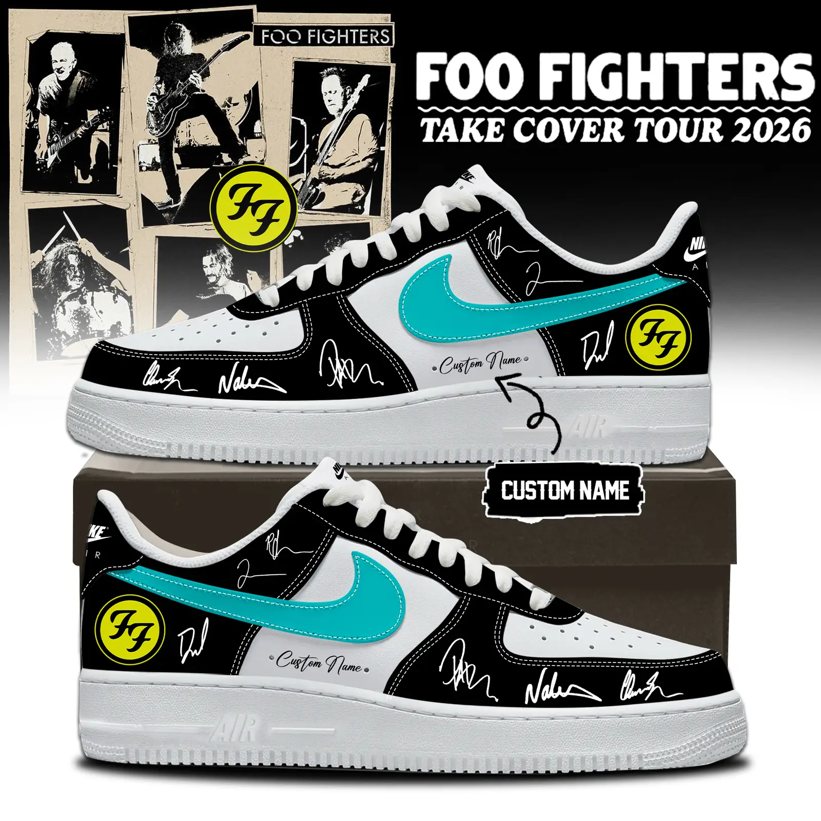 Foo Fighters ”Take Cover Tour 2026” Limited Edition Signature – Air Force 1 Shoes 3 