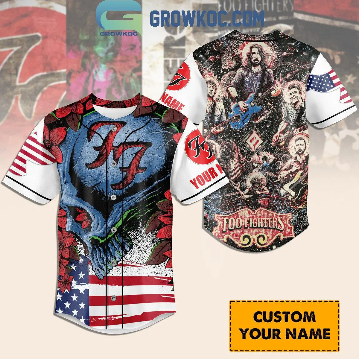 Foo Fighters God Bless America Personalized Baseball Jersey