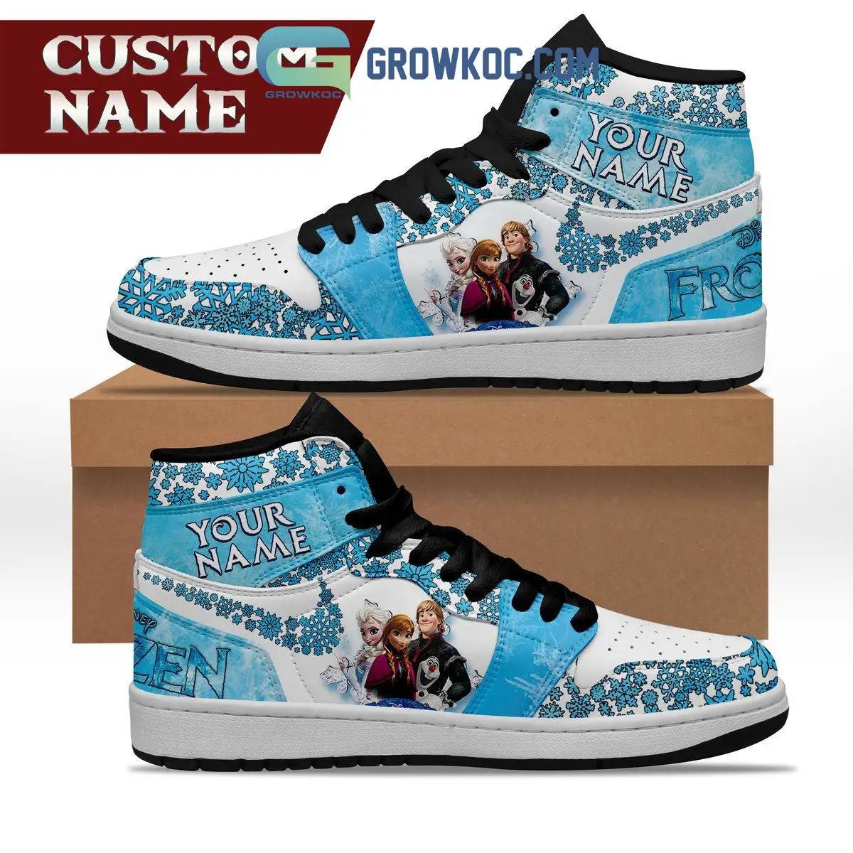 Frozen Elsa Personalized Air Jordan 1 Shoes Black