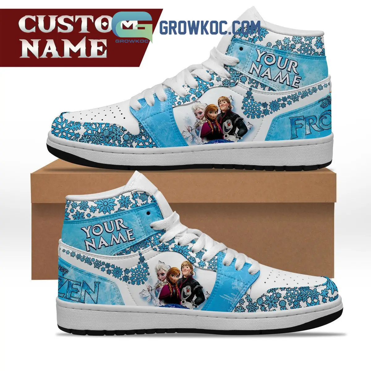 Frozen Elsa Personalized Air Jordan 1 Shoes White