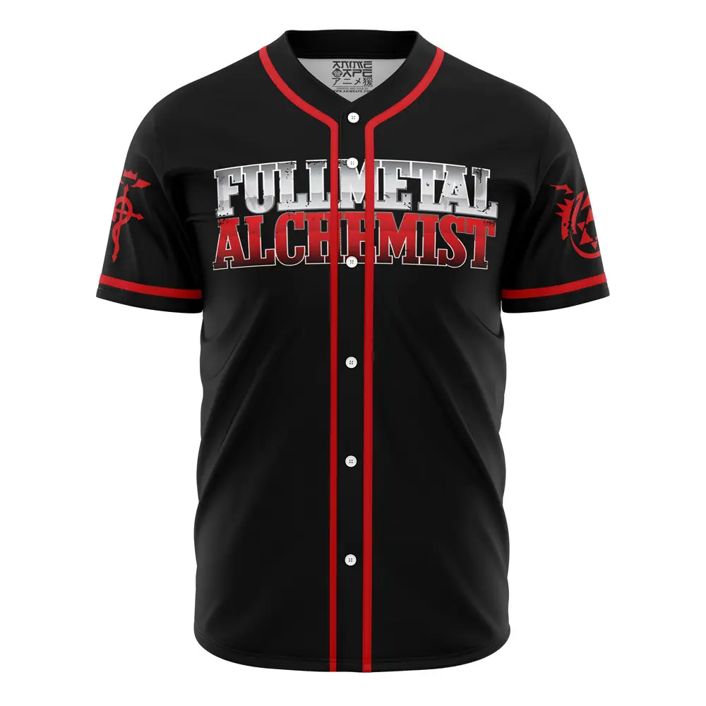 Fullmetal Alchemist Baseball Jersey - Anime Fan Apparel, Black & Red Design