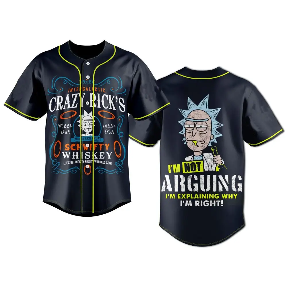 Funny Sci-Fi Baseball Jersey - Crazy Rick'S Whiskey Design – Unisex Geek Gift