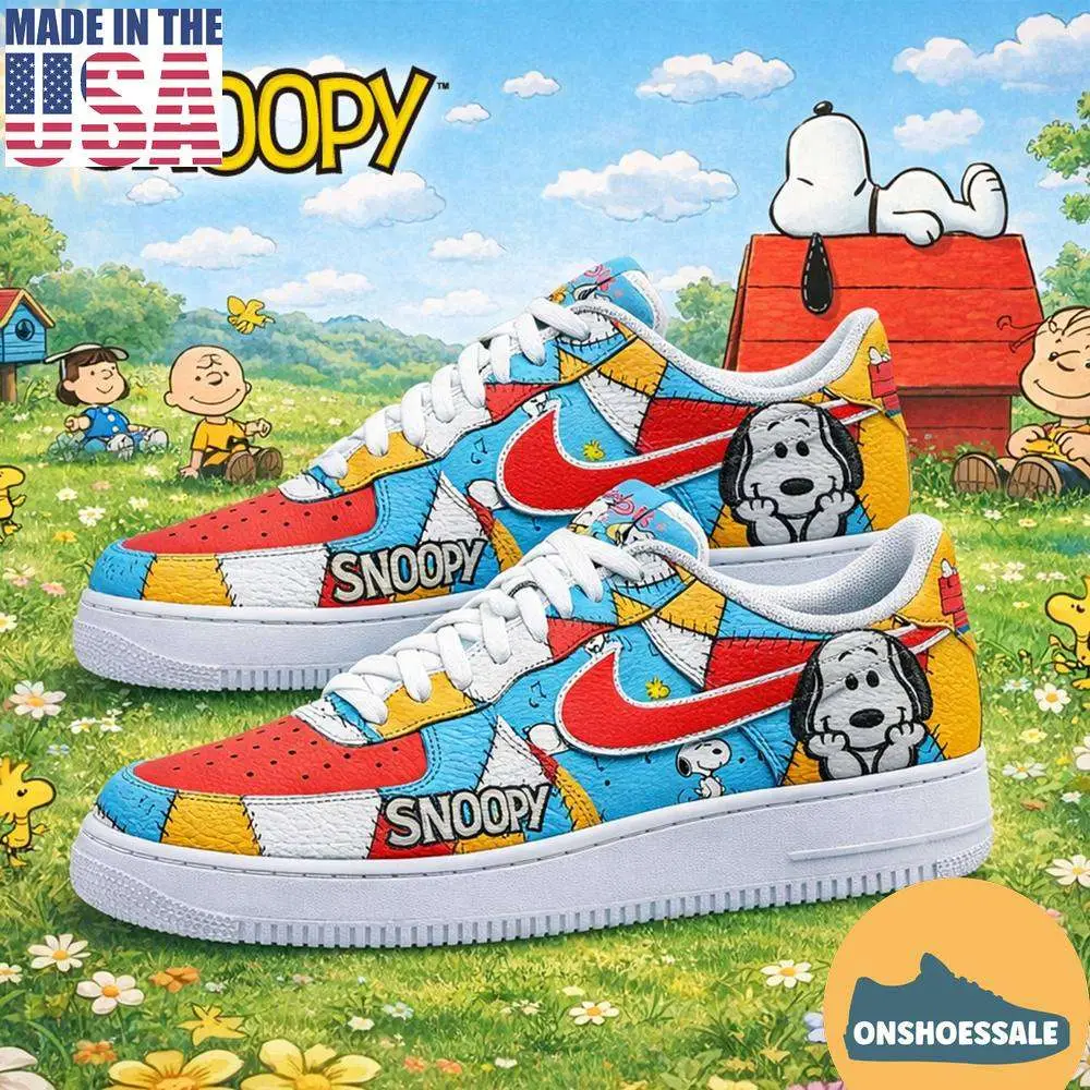 Funny Snoopy Peanuts Patchwork Custom Air Force 1 Sneakers Shoes, Gift For Fans - Best Gift Shoes