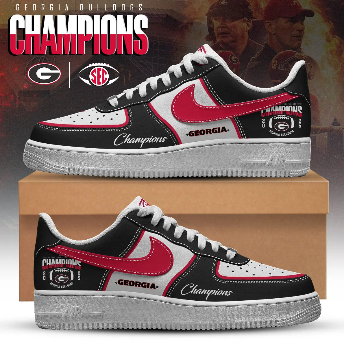 Georgia Bulldogs 2025 SEC Conference Champions Air Force 1 Sneaker | GL31