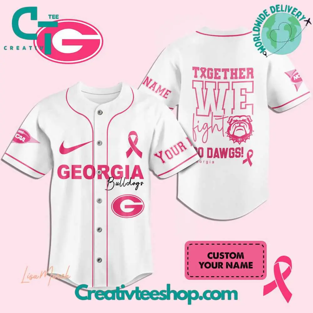Georgia Bulldogs Breast Cancer Together We Fight Baseball Jersey