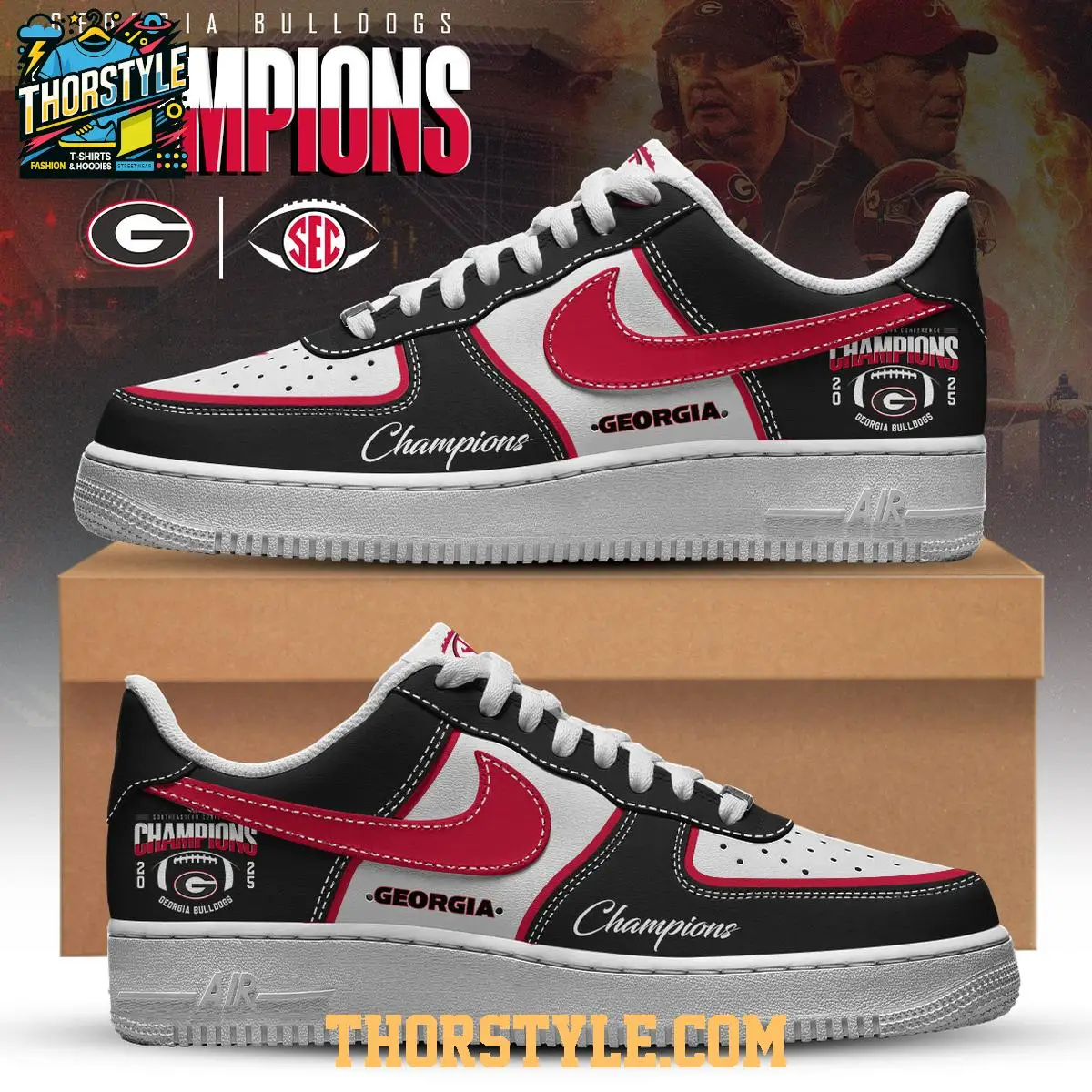Georgia Bulldogs SEC 2025 Champions Personalized Air Force 1 Shoes
