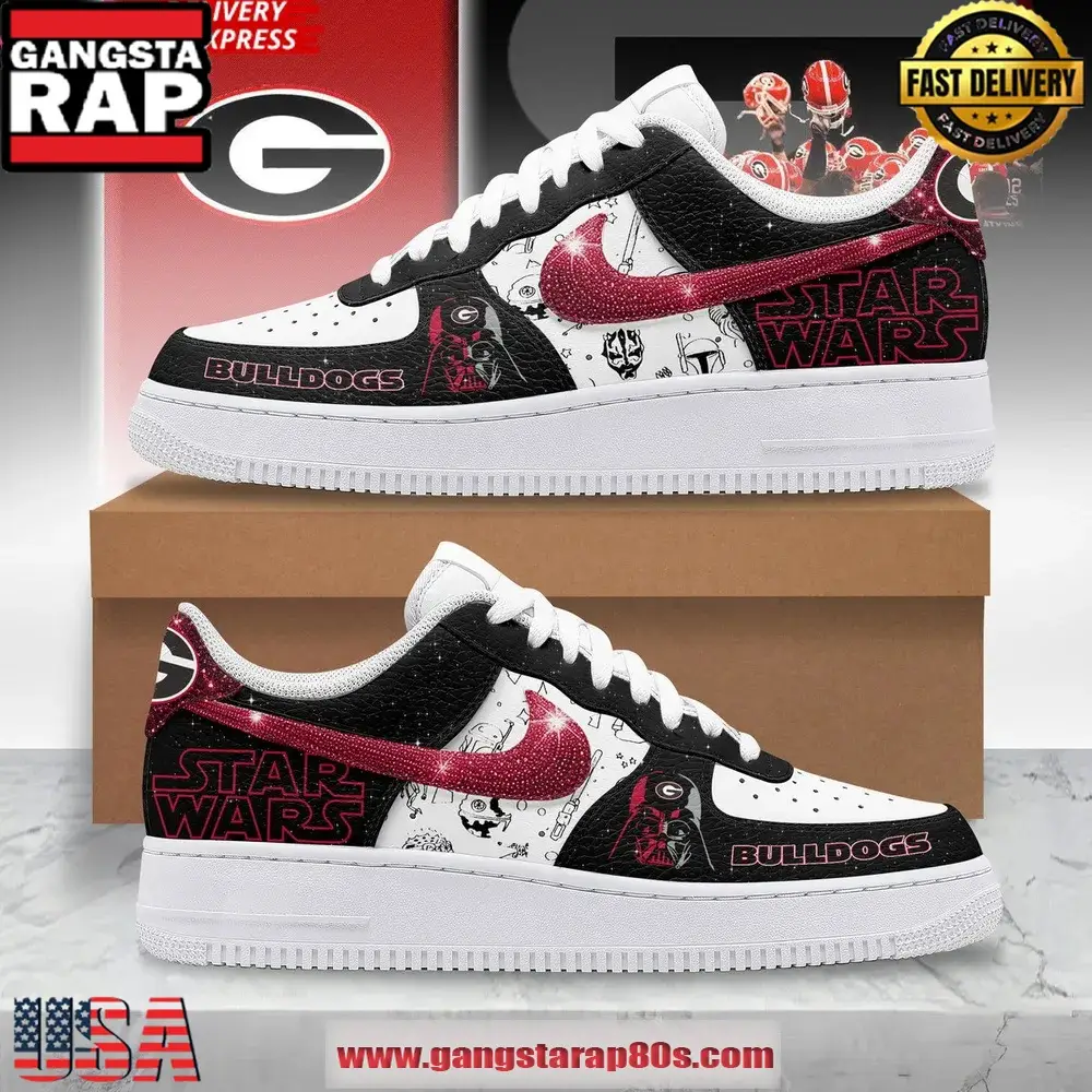 Georgia Bulldogs x Star Wars Limited Edition Air Force 1 Sneakers Shoes Georgia Bulldogs x Star Wars Limited Edition Air Force 1 Sneakers Shoes - Image 1