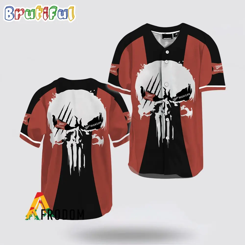 Ghost Head White Skull Miller High Life Baseball Jersey