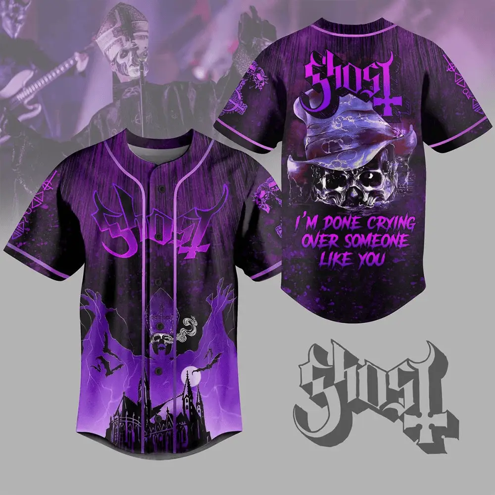 Ghost I'm Done Crying Over Someone Like You Baseball Jersey Ghost Merch For Fans Dad Gifts - Tazila