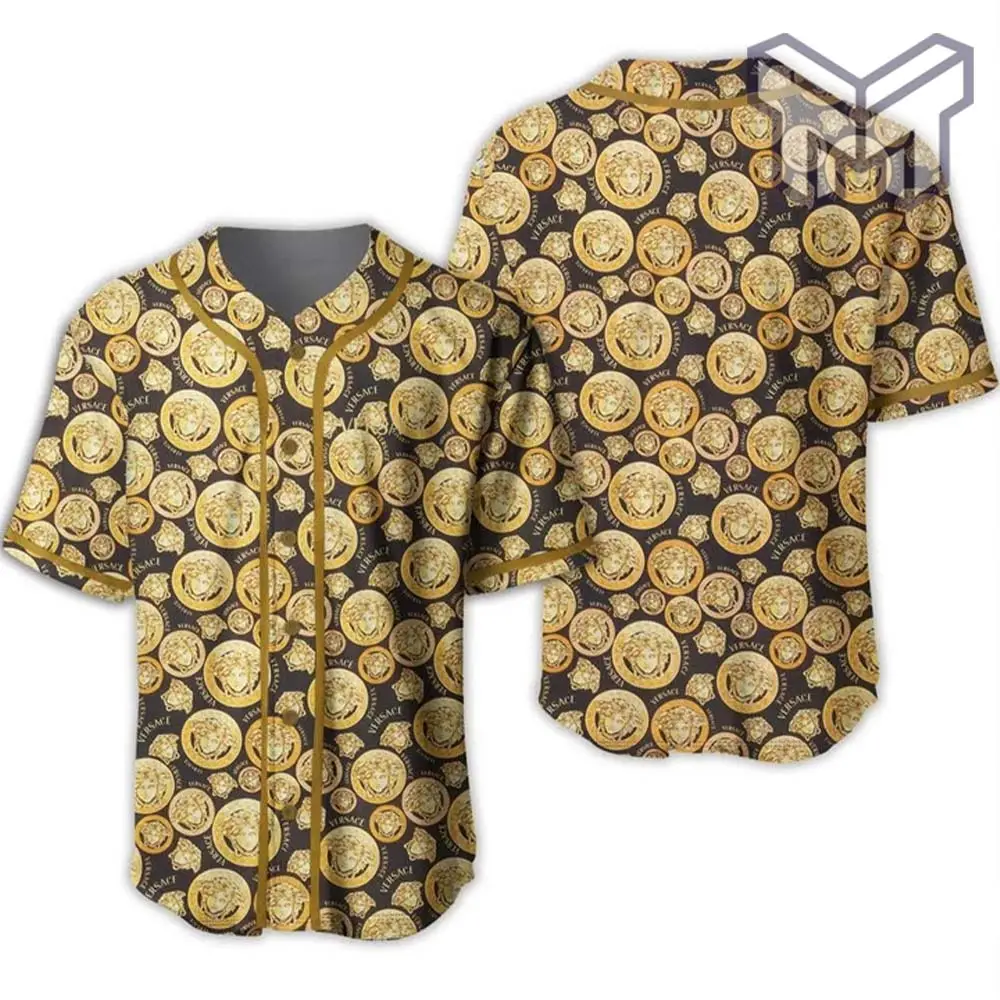 Gianni Versace Gold Baseball Jersey Shirt Luxury Clothing Clothes Sport For Men Women Hot Gianni Versace Gold Baseball Jersey Shirt Luxury Clothing Clothes Sport For Men Women Hot - Image 1