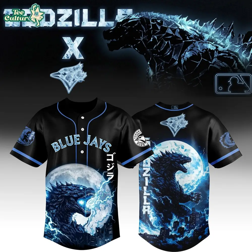 Godzilla Jersey, Blue Jays Jersey, Kaiju Apparel