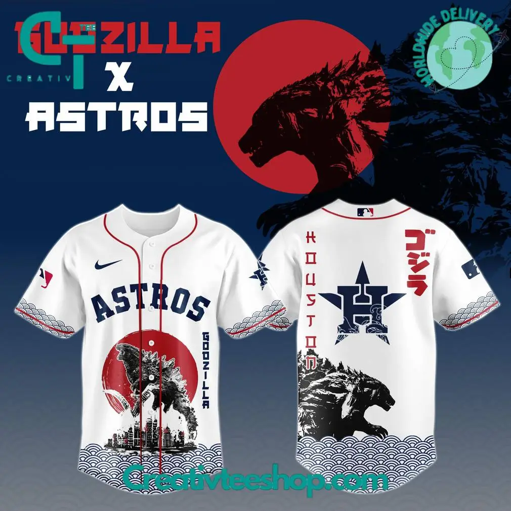 Godzilla X Houston Astros Japan Edition Special Baseball Jersey