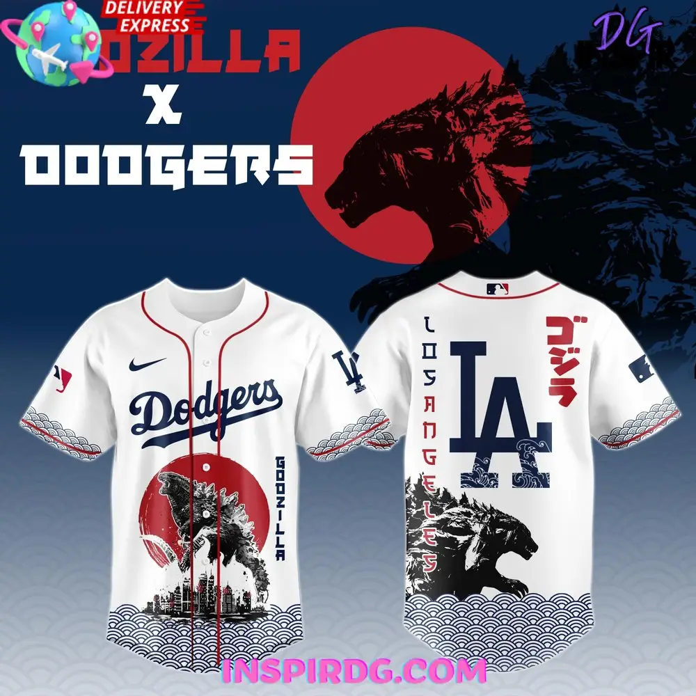 Godzilla X Los Angeles Dodgers Japan 2025 Baseball Jersey Godzilla X Los Angeles Dodgers Japan 2025 Baseball Jersey - Image 1