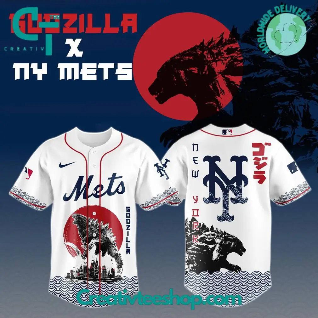 Godzilla X New York Mets Japan Edition Special Baseball Jersey