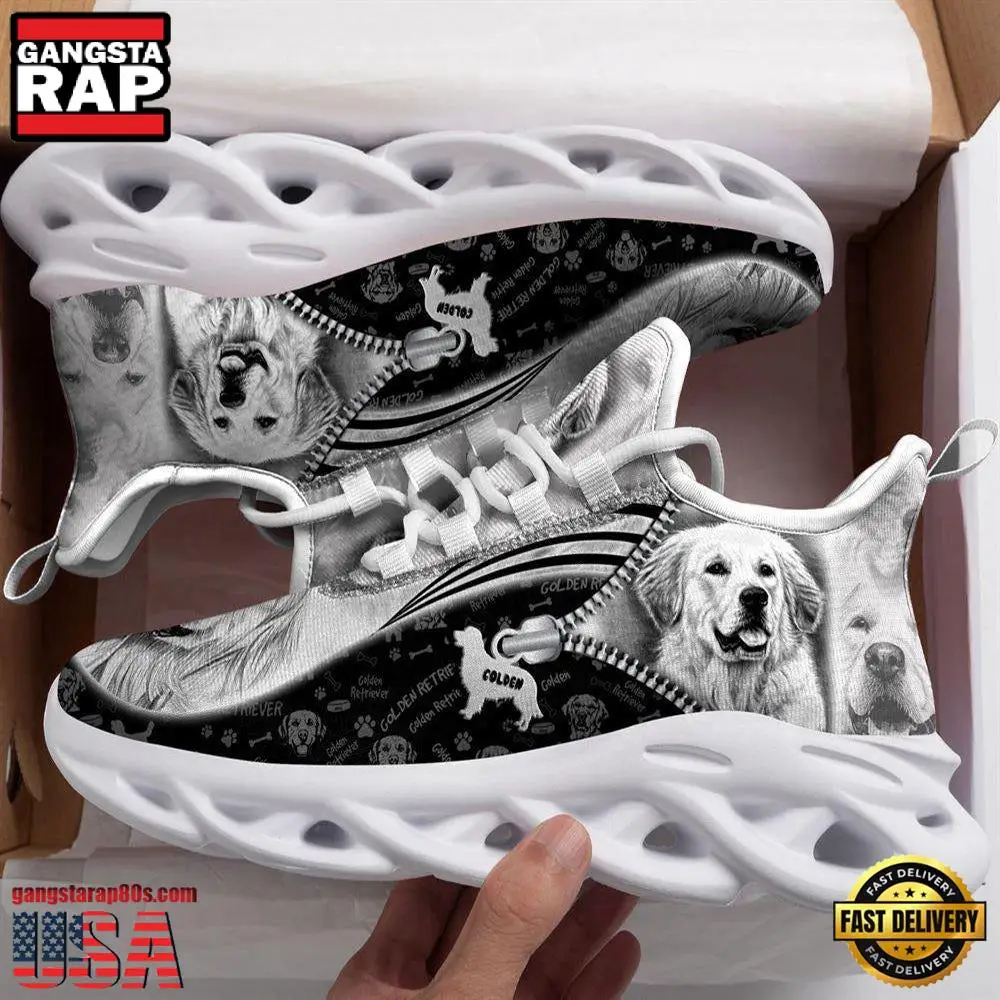 Golden Retriever Sketch Dogs Lover Max Soul Shoes, Running Sneakers