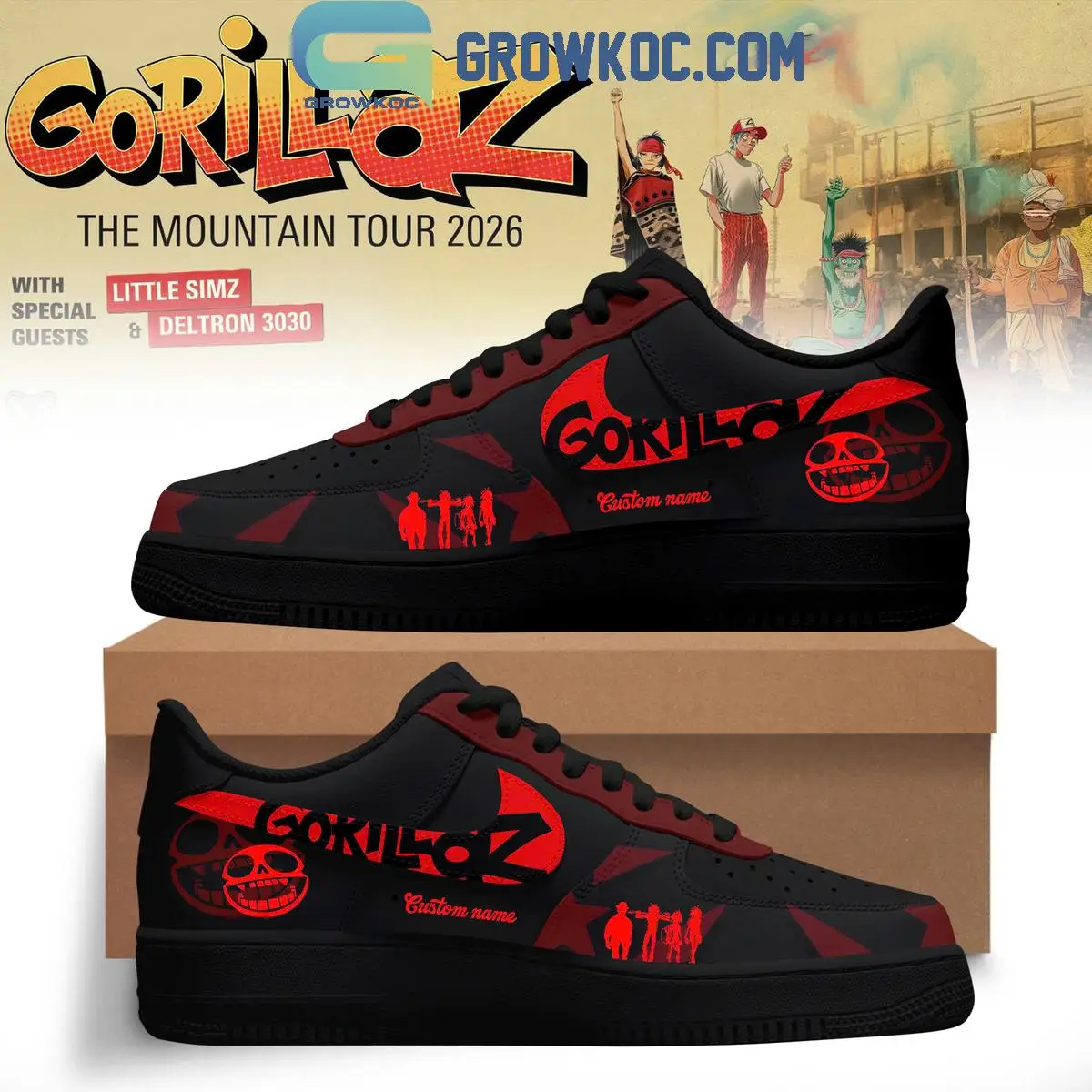 Gorillaz The Mountain Tour 2026 Air Force 1 Shoes