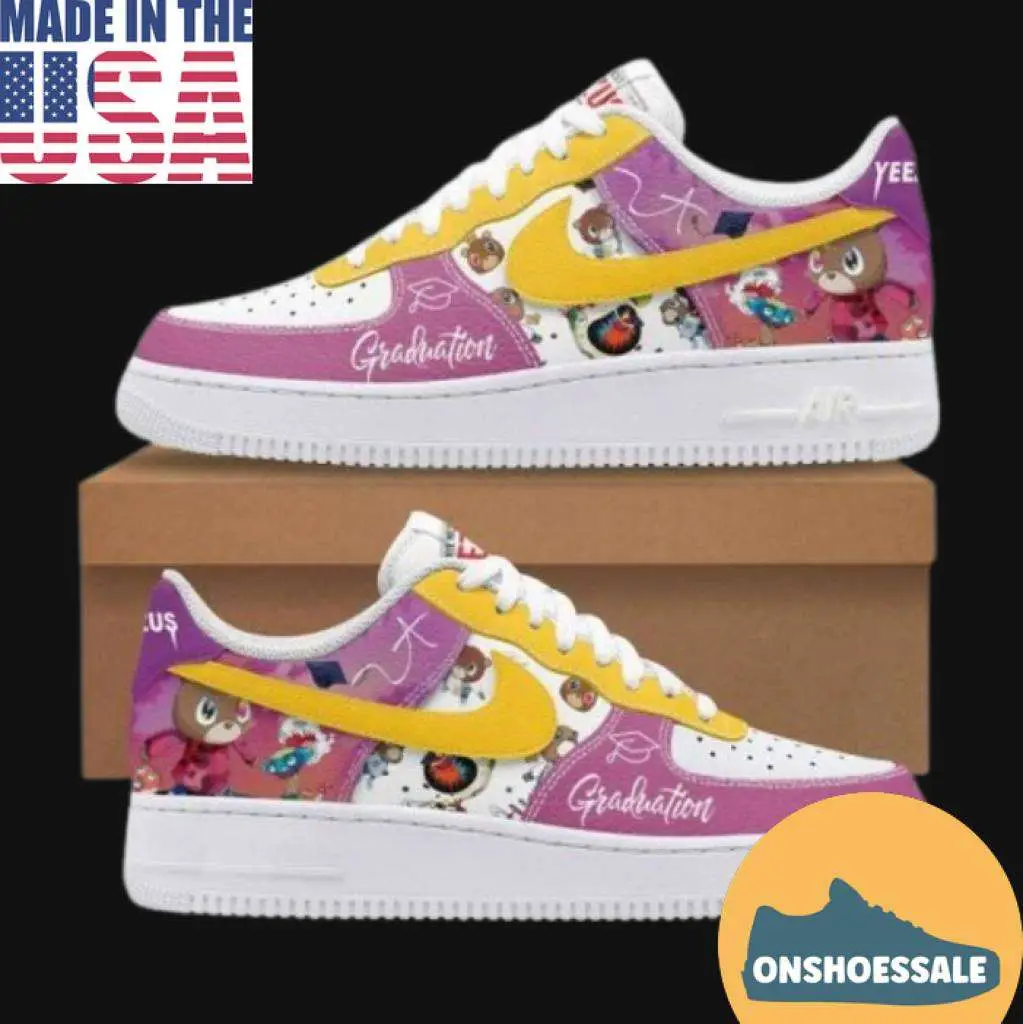 Graduation Kanye West Nike Air Force 1 Shoes, Hip Hop Streetwear Sneakers - Best Gift Shoes Graduation Kanye West Nike Air Force 1 Shoes, Hip Hop Streetwear Sneakers - Best Gift Shoes - Image 1