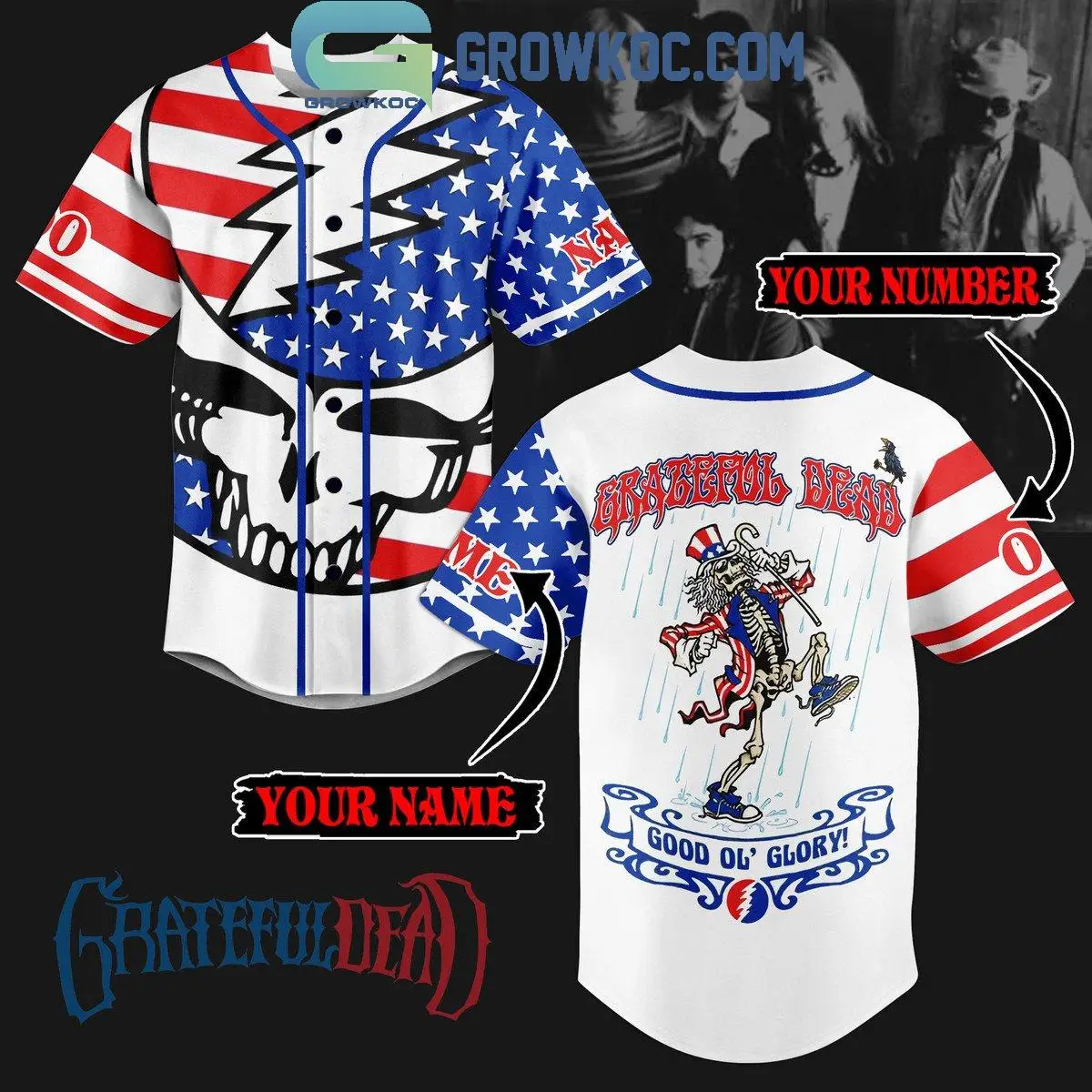 Grateful Dead Good Ol' Glory Fan Personalized Baseball Jersey