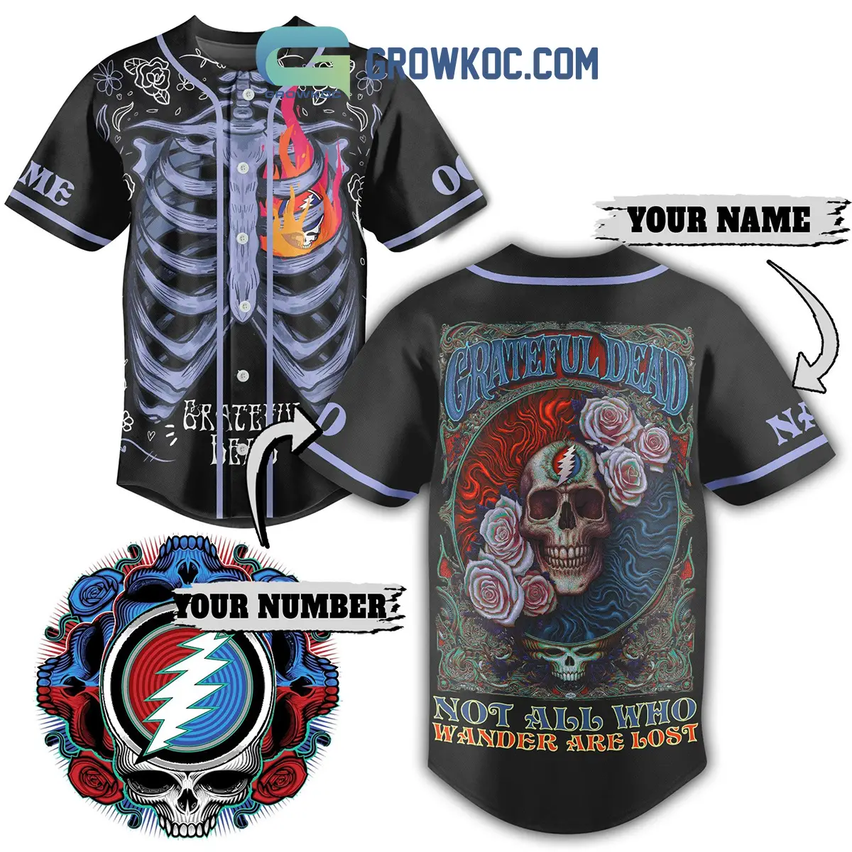 Grateful Dead Not All Who Wander Are Lost Fan Personalized Baseball Jersey
