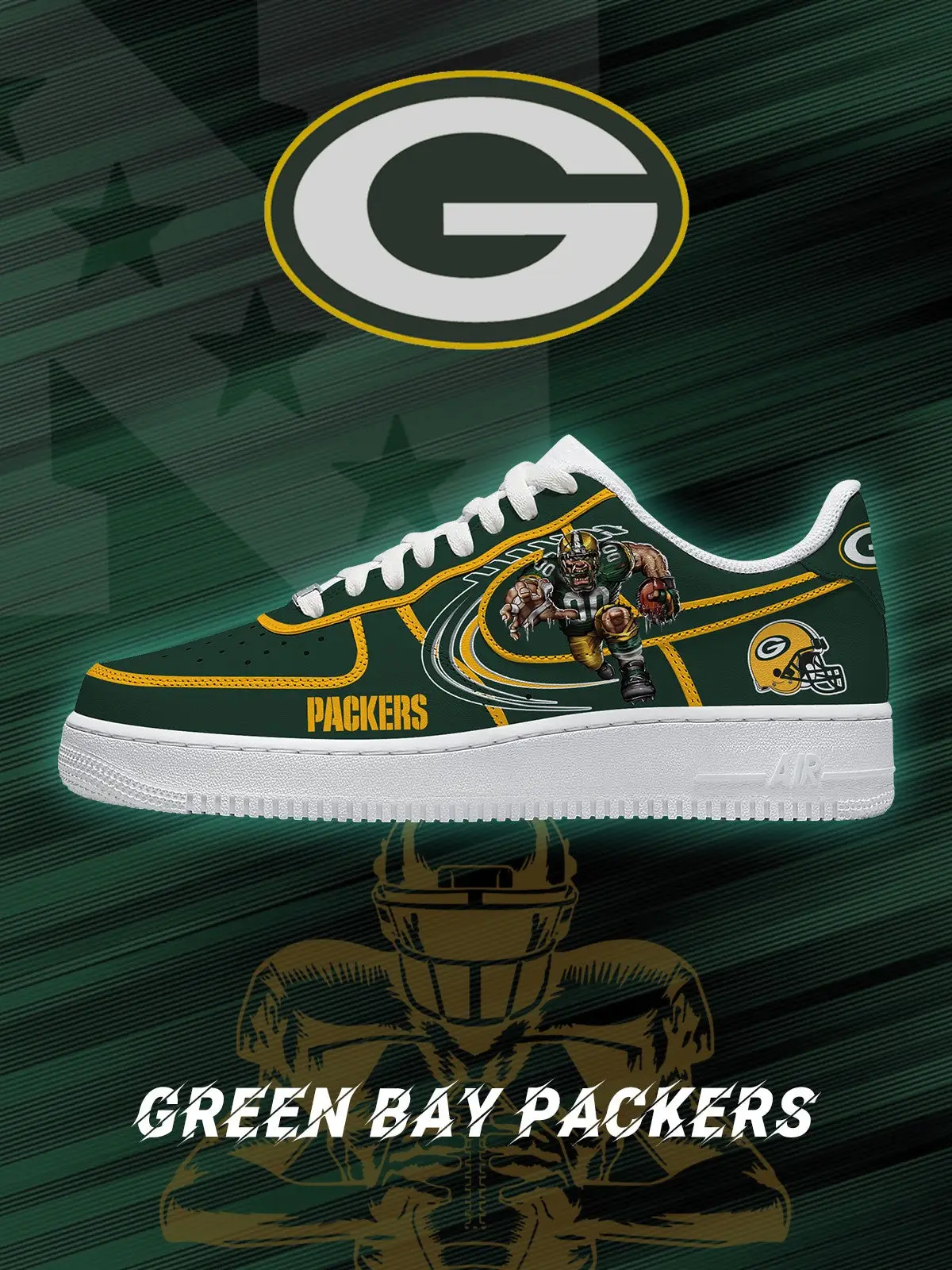 Green Bay Football V.2 Custom Air Force 1 Sneakers - NFL Fan Edition | ZP92