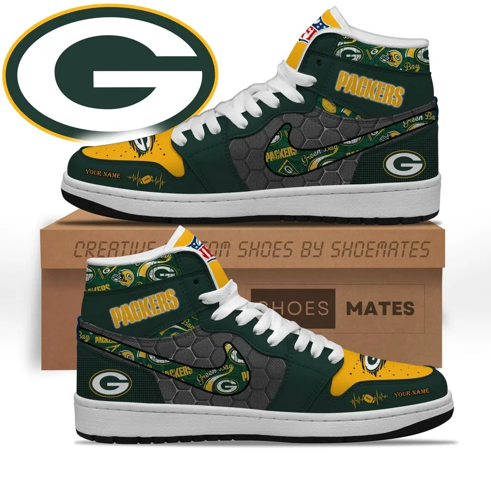 Green Bay Packers AJ1 High Top Shoes