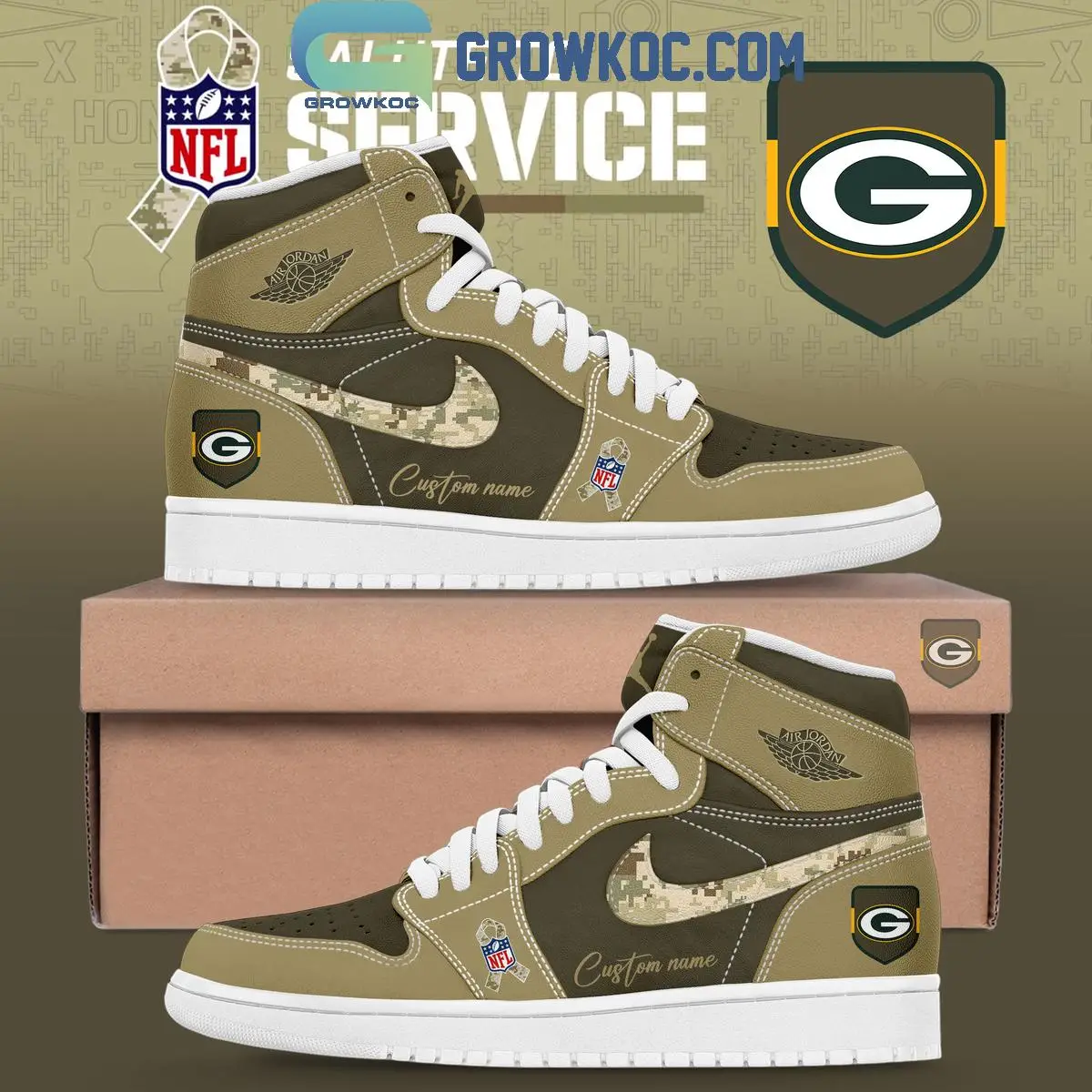Green Bay Packers Salute To Service Air Jordan 1 Shoes