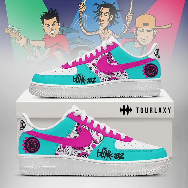 Green Blink 182 Style Air Force 1 Shoes 