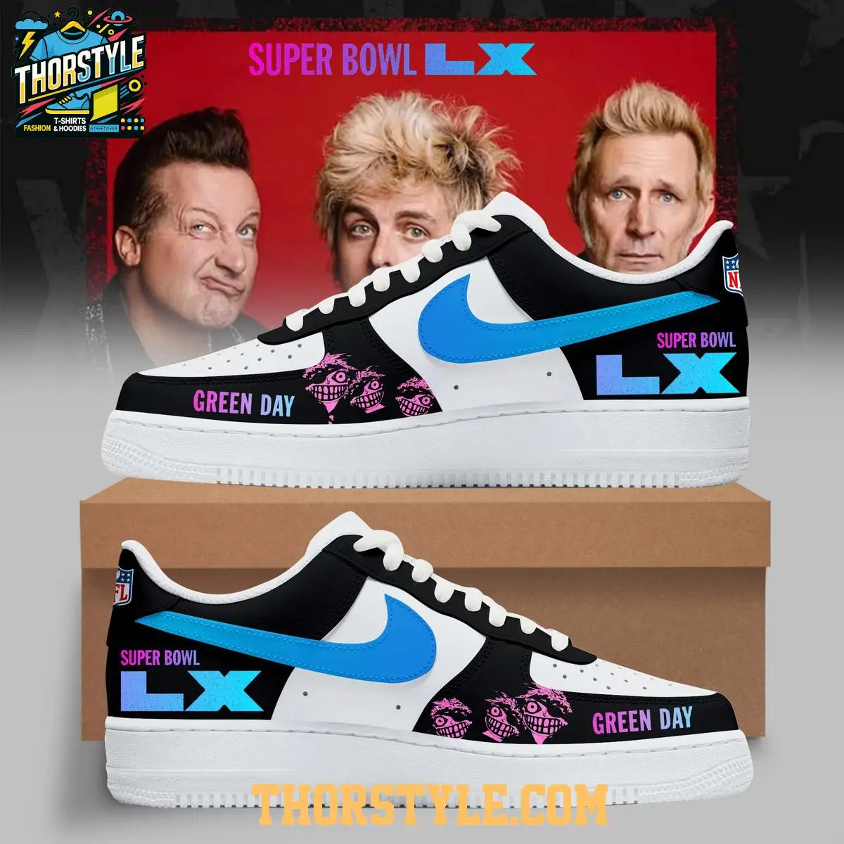 Green Day Super Bowl LX 2026 Personalized Air Force 1 Shoes Green Day Super Bowl LX 2026 Personalized Air Force 1 Shoes - Image 1