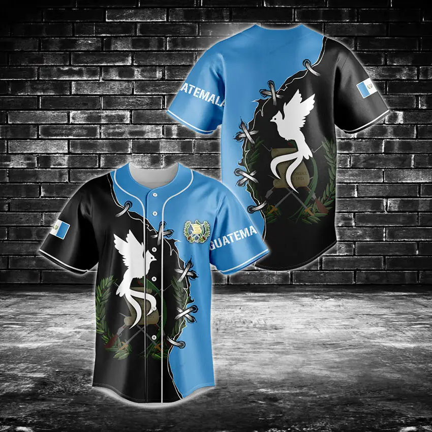 Guatemala Flag Baseball Jersey - Unique Full Print Design, Unisex Sportswear