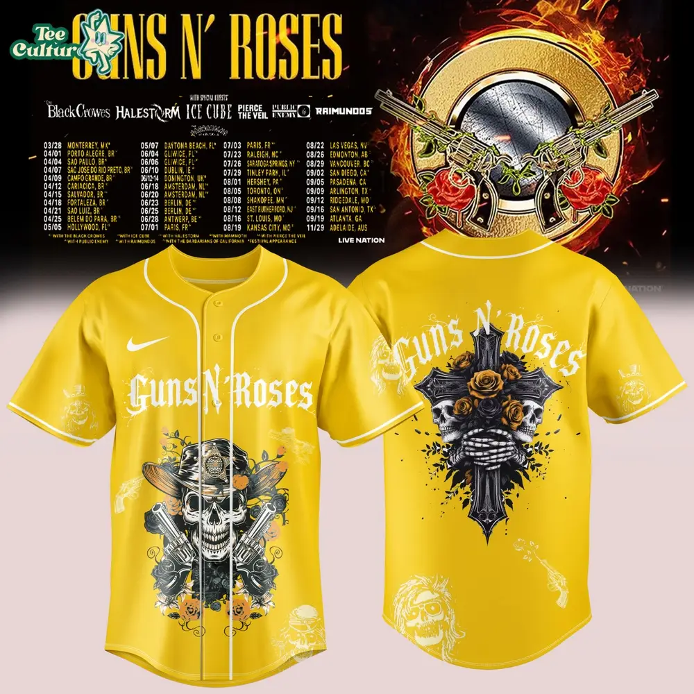 Guns N Roses 2026 Tour Yellow Fan Jersey Limited Edition Version 2