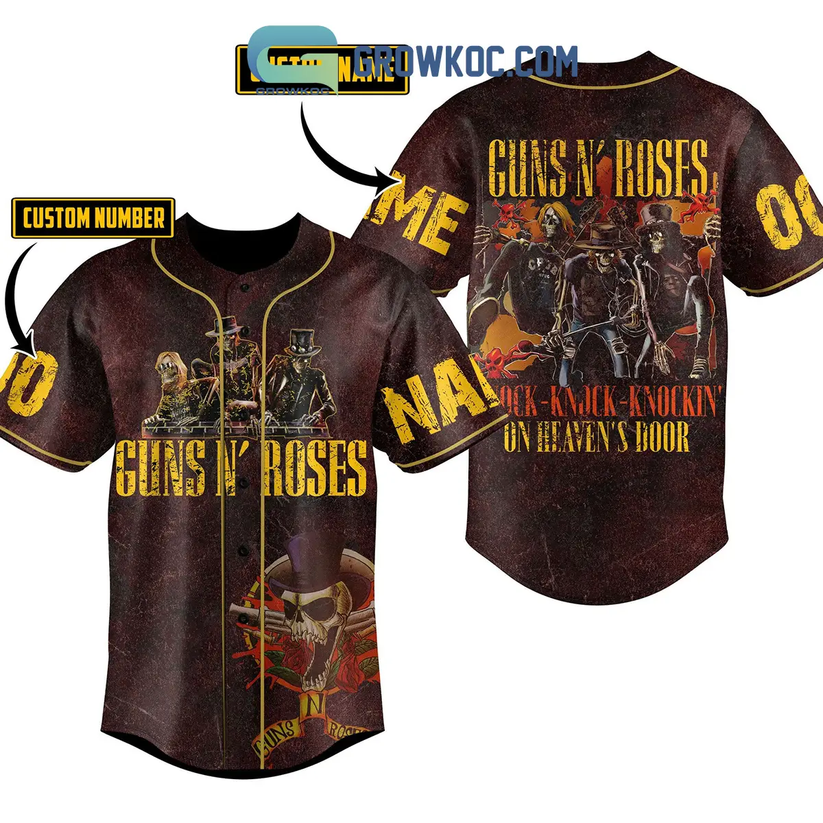 Guns N' Roses Knock Knock One Heaven Door Personalized Baseball Jersey