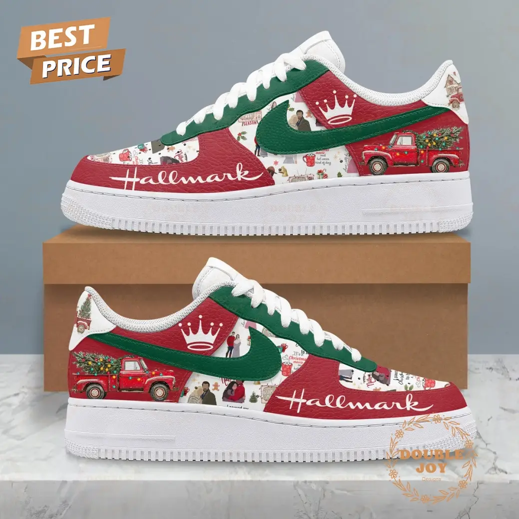 Hallmark Red Truck Merry Christmas 2024 Air Force 1 Sneakers Hallmark Red Truck Merry Christmas 2024 Air Force 1 Sneakers - Image 1