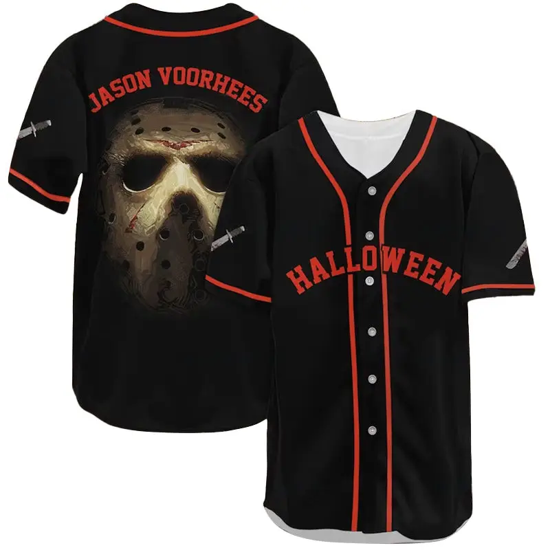 Halloween Jason Voorhees Spooky Baseball Jersey – Horror Fans - Tazila