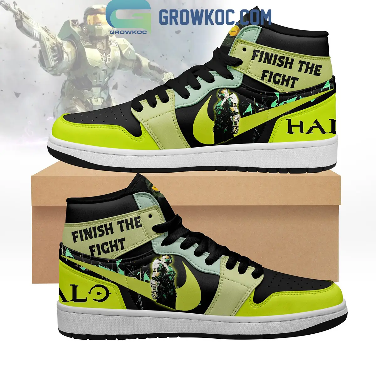 Halo Finish The Fight Fan Air Jordan 1 Shoes