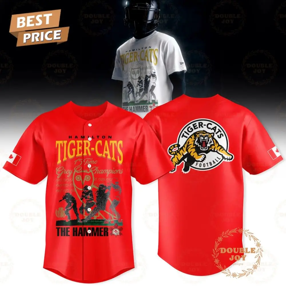 Hamilton Tiger-Cats 15 Time Grey Cup Champions Limited Edition Baseball Jersey - Red