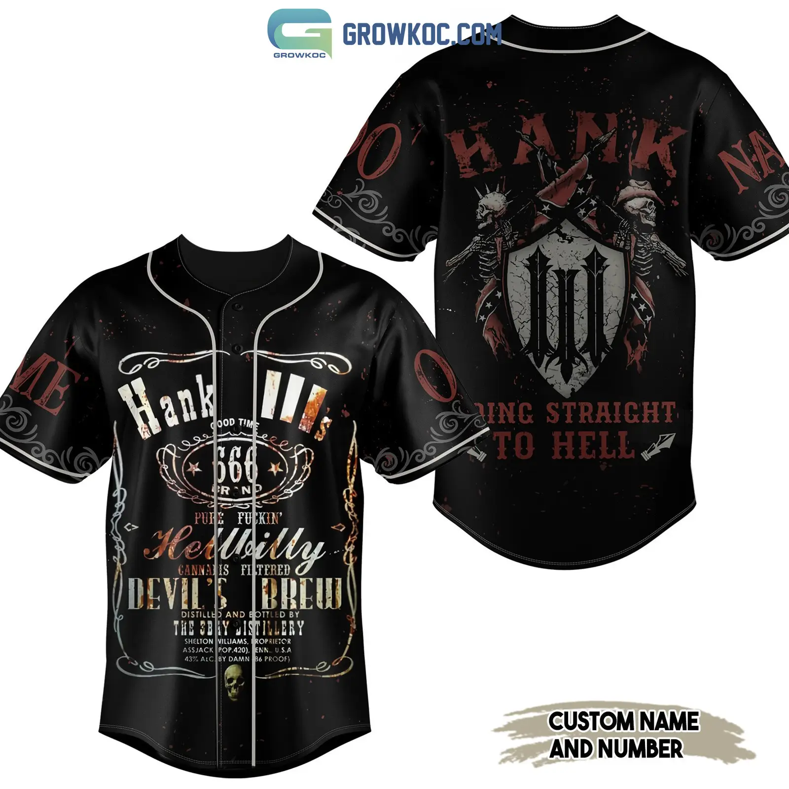 Hank Williams III Going Straight To Hell Black Design Personalized Baseball Jersey