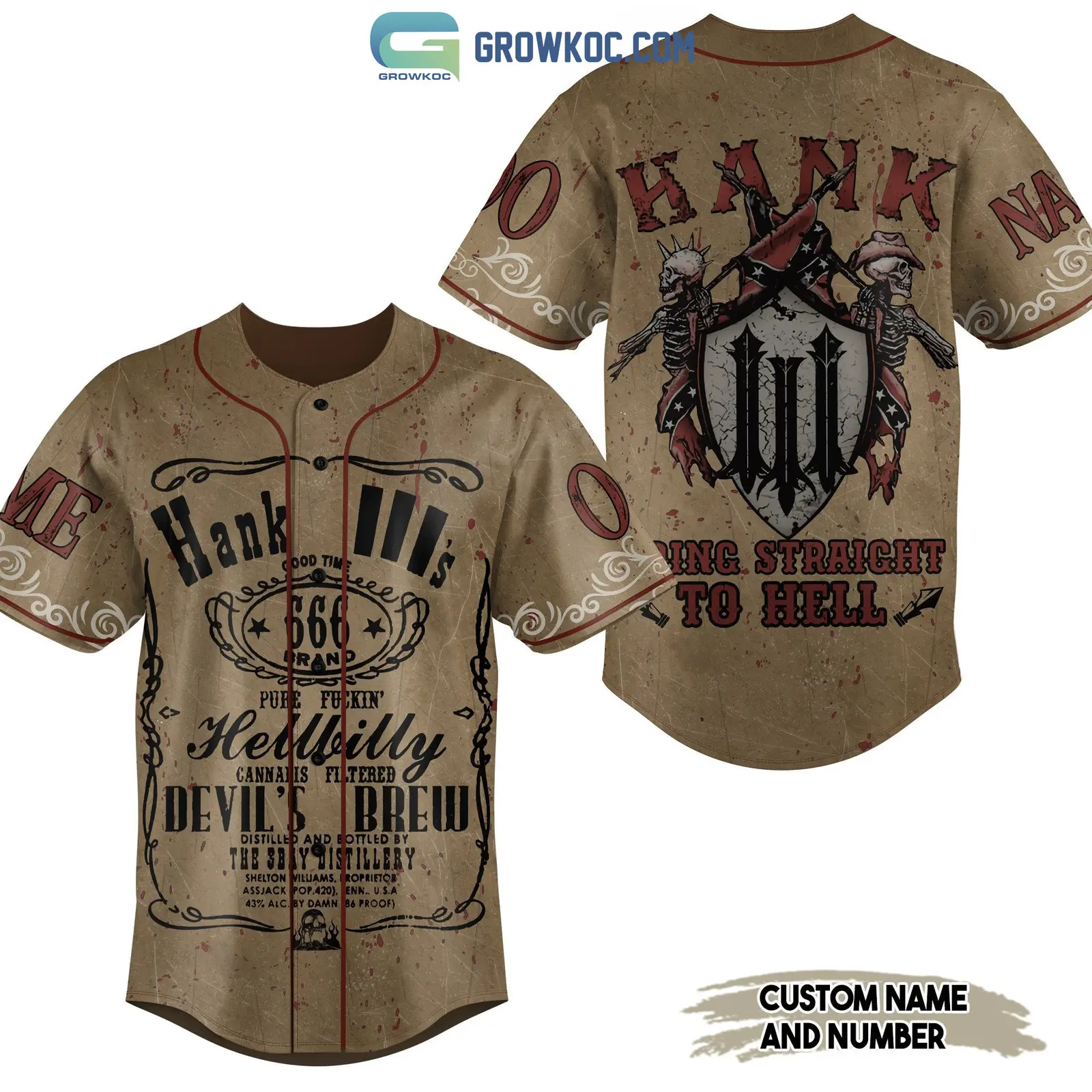 Hank Williams III Going Straight To Hell Personalized Baseball Jersey