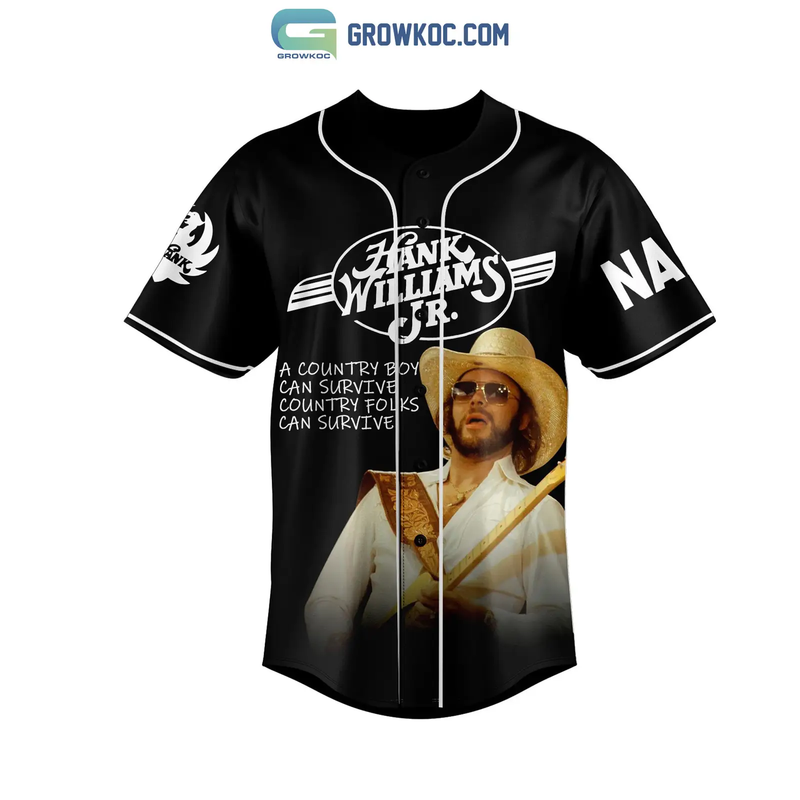 Hank Williams JR We Say Grace And We Say Ma'am Personalized Baseball Jersey