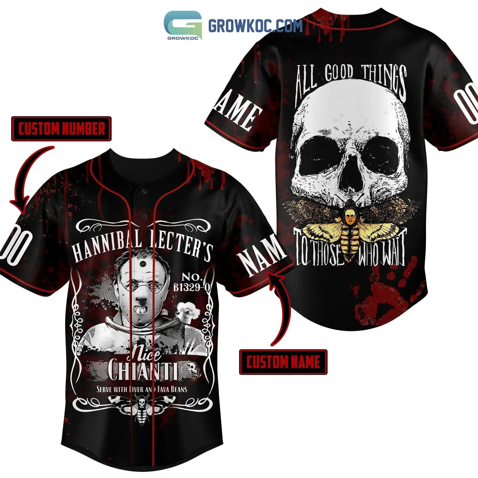 Hannibal Lecter's Nice Chianti Serve With Liver And Fava Beans Personalized Baseball Jersey