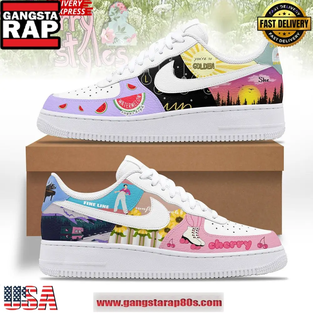 Harry Styles Love On Tour Special Edition Air Force 1 Running Sneakers Shoes Harry Styles Love On Tour Special Edition Air Force 1 Running Sneakers Shoes - Image 1