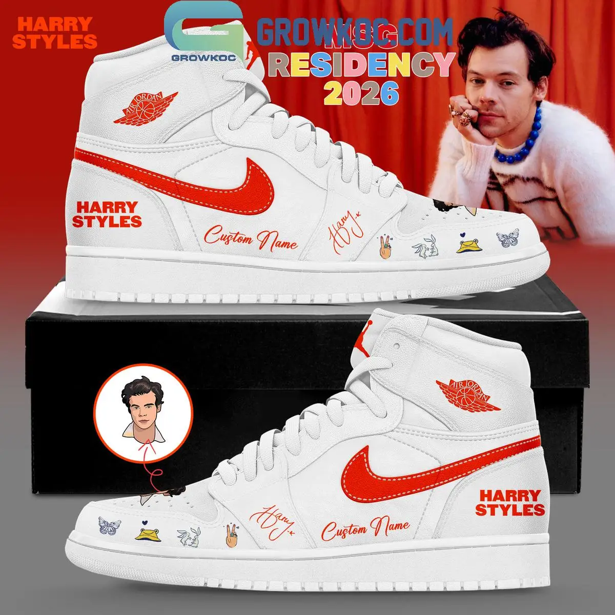 Harry Styles MSG Residency 2026 Signature Air Jordan 1 Shoes Harry Styles MSG Residency 2026 Signature Air Jordan 1 Shoes - Image 1