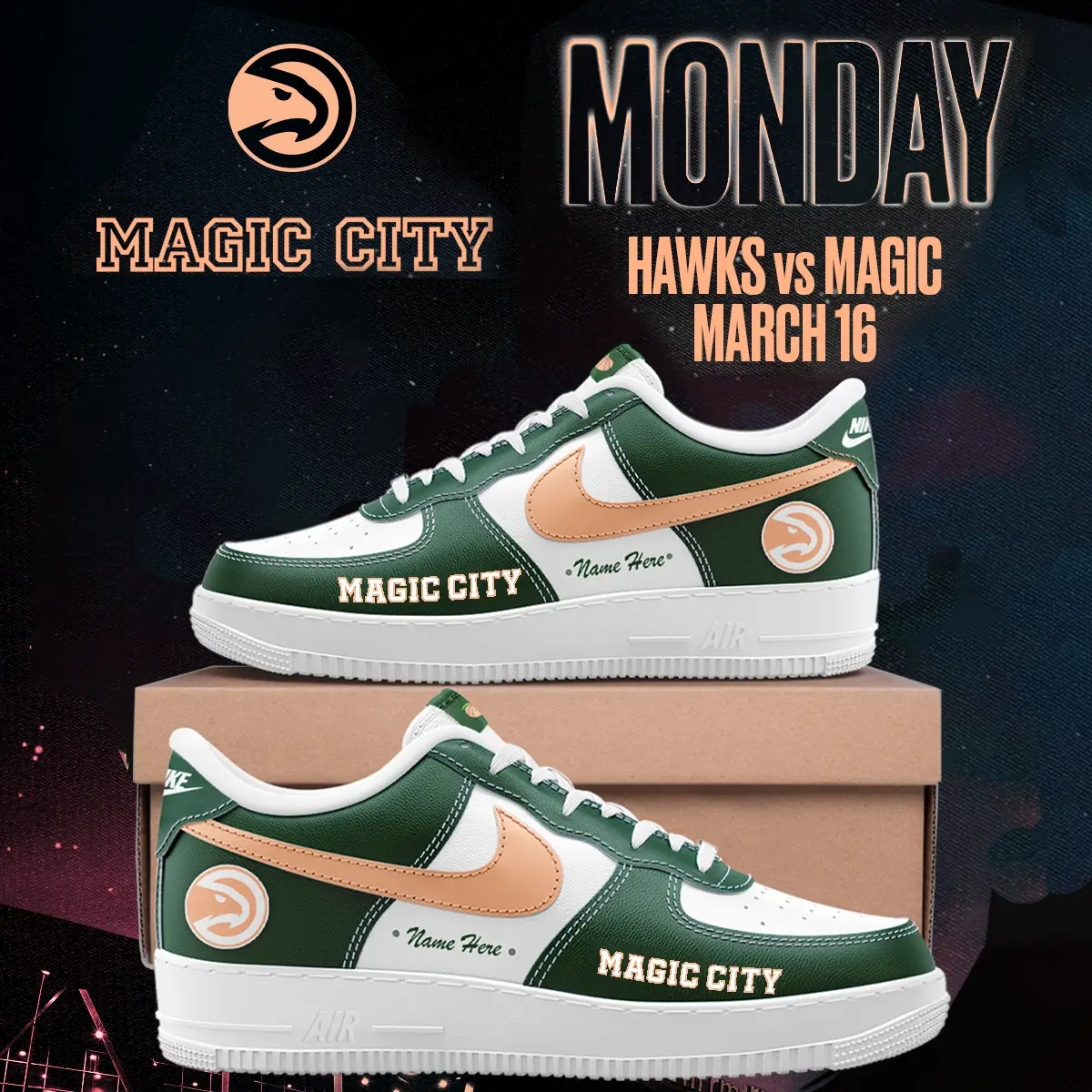 Hawks Basketball City Edition - Limited Edition Magic City Air Force 1 | JG95