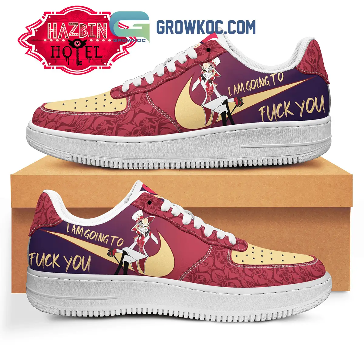 Hazbin Hotel I Am Going To Freak You Black And Red Air Force 1 Shoes