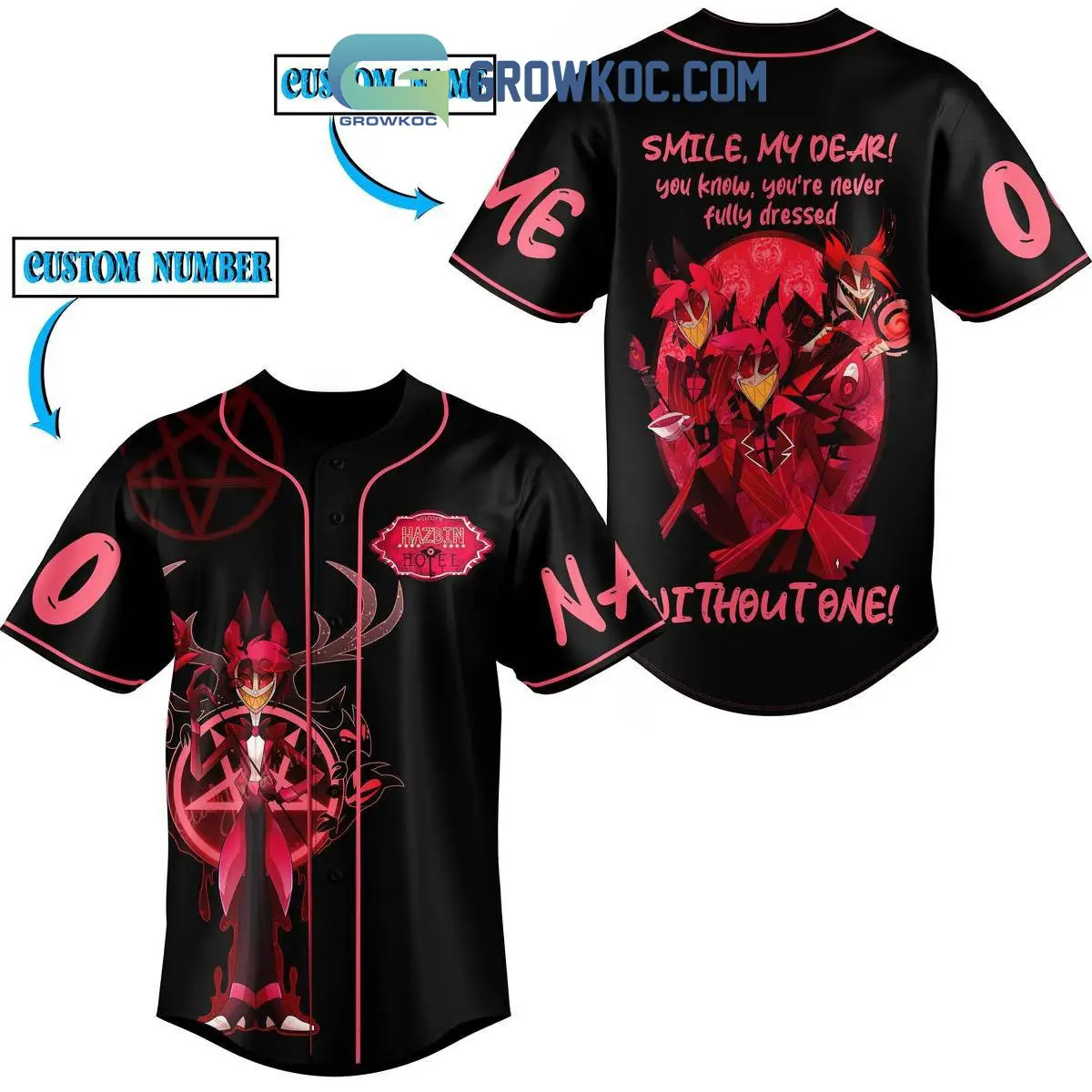 Hazbin Hotel Smile My Dear Personalized Baseball Jersey