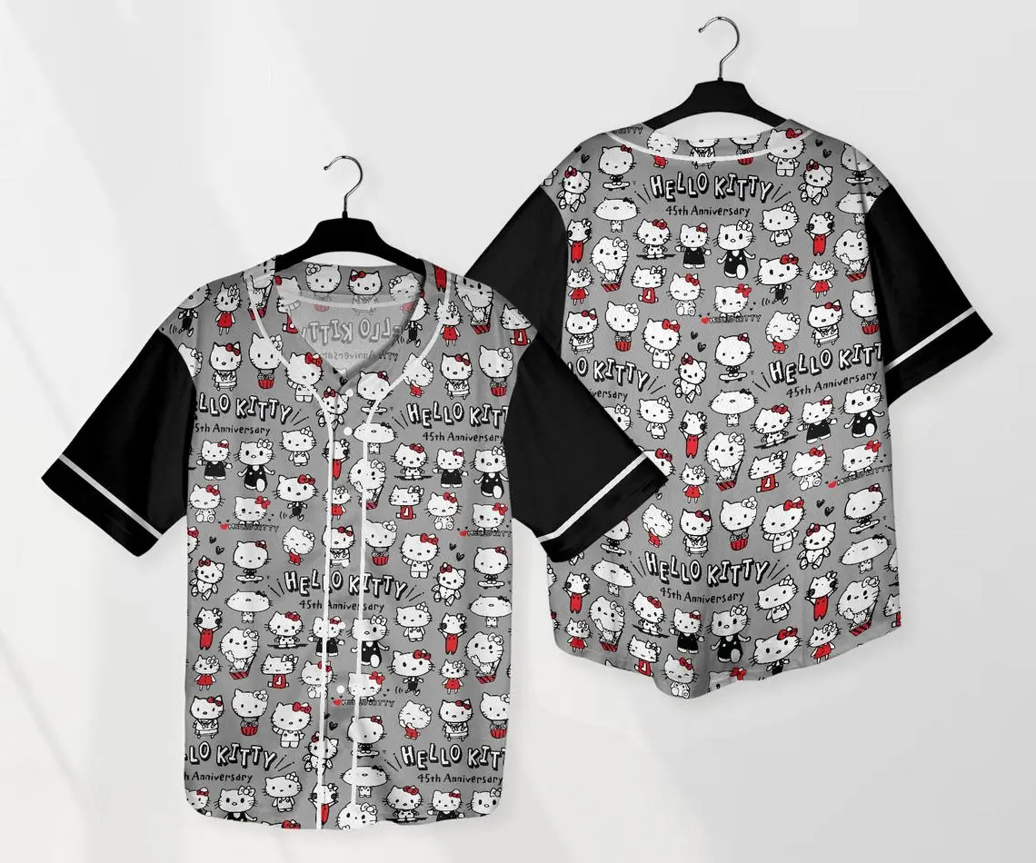 Hello Kitty 45Th Anniversary Baseball Jersey Shirt - Cute & Stylish Gift For Fans