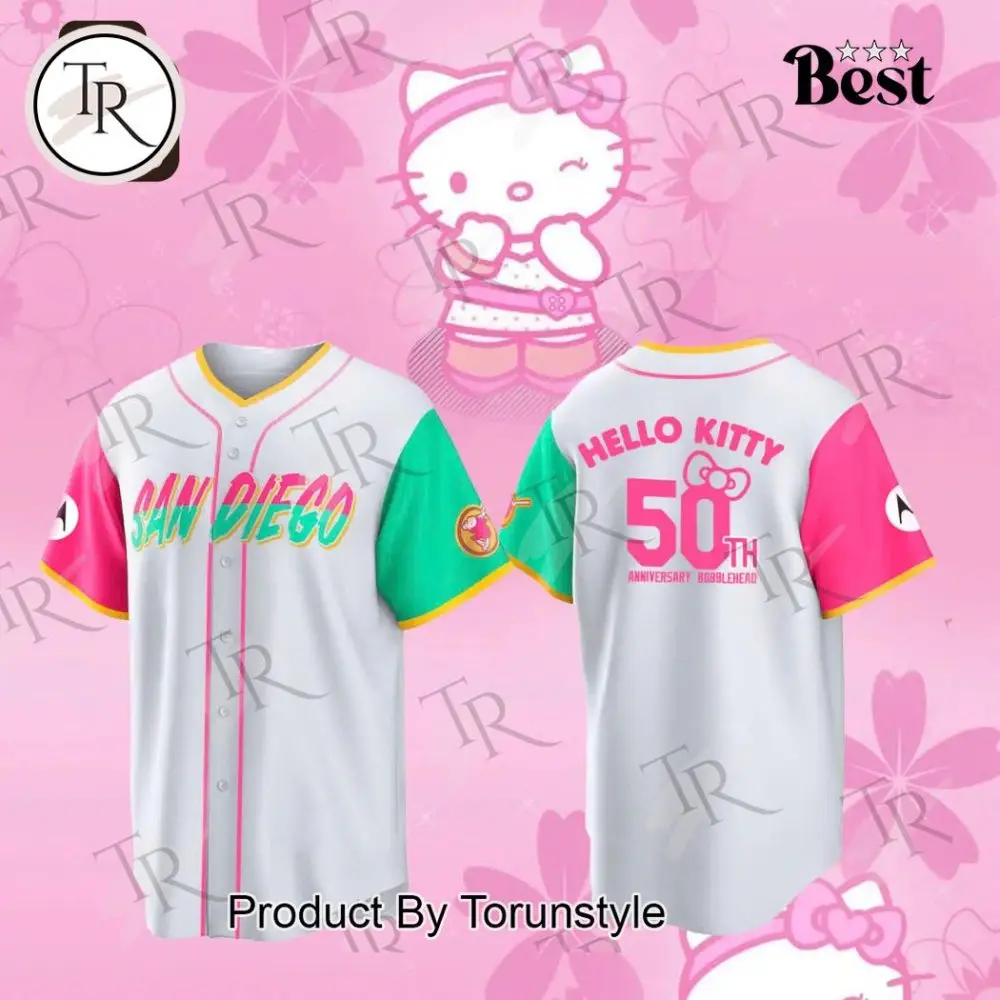 Hello Kitty 50Th Anniversary Baseball Jersey - San Diego Edition, Limited Edition Fashion Top